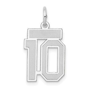 14k White Gold, Jersey Collection, Small Number 10 Pendant